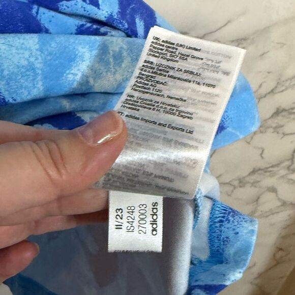 NEW Adidas Floral Graphic Single Jersey Dress Blue Size M - Picture 10 of 13